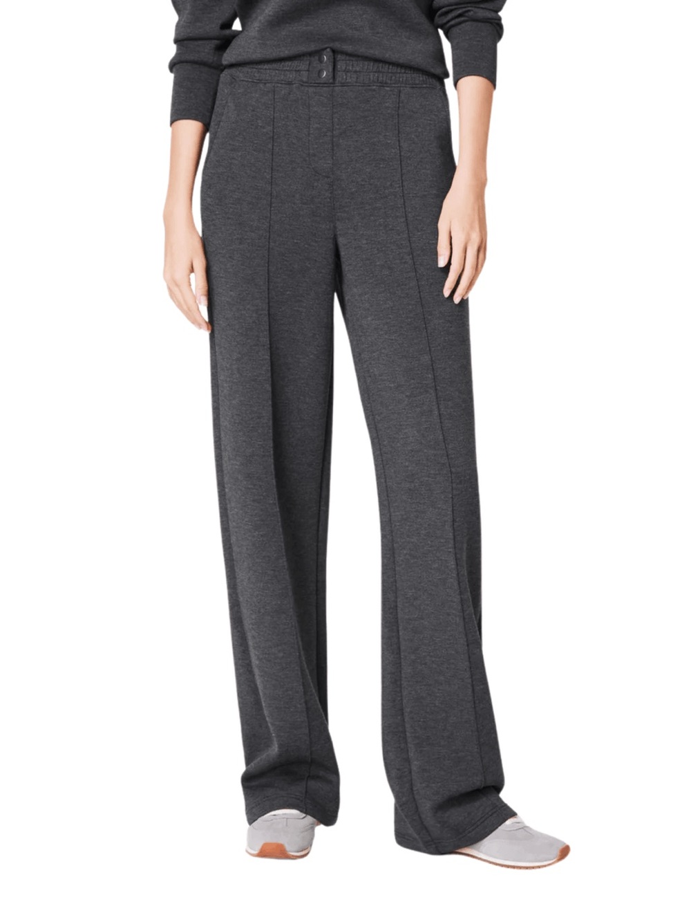NWT Spanx Brushed AirEssentials Straight Pants Dark Gray Heather Medium Tall New